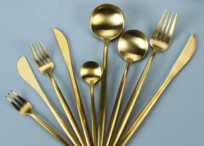 Fadeless Luxury Matte Gold SS304 Fork Knife Spoon Set